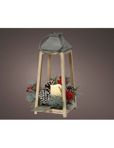 Farol con vela led, 15 x 15 x 36 cm