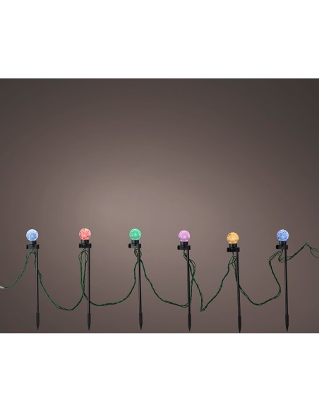 Guirnalda microleds parpadeante, 20 luces con estaca, blanco cálido/multicolor.