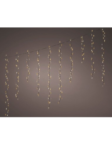 Cortina led parpadeante, 256 leds, 375x60cm blanco cálido.