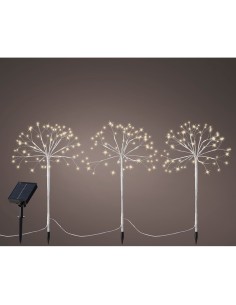 Luz decorativa led parpadeante 3 estacas mini arboles solar