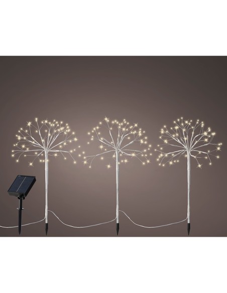 Luz decorativa led parpadeante 3 estacas mini arboles solar