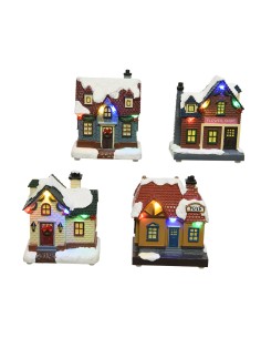 Micro casita con led, luz fija multicolor, modelos variados 8,5 x 5,5 x 10 cm