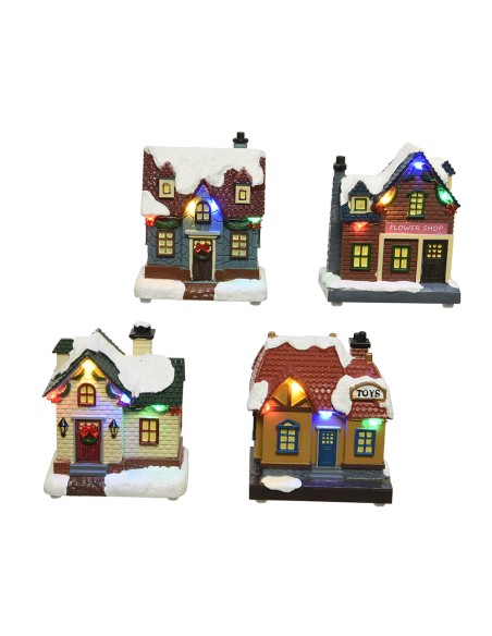 Micro casita con led, luz fija multicolor, modelos variados 8,5 x 5,5 x 10 cm