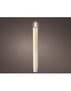 Vela de cera led color beige ø2,2 x 24,5 cm. pack 2 unidades