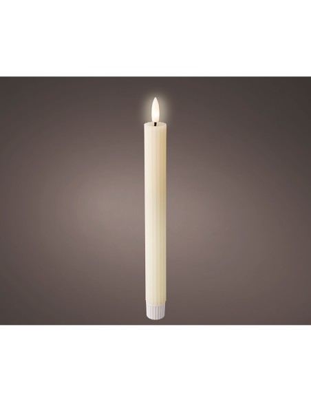 Vela de cera led color beige ø2,2 x 24,5 cm. pack 2 unidades