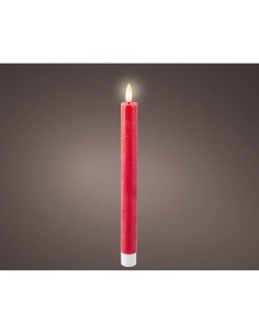 Vela de cera led color rojo, ø2,2 x 24,5cm. pack 2 unidades