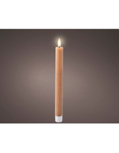 Vela de cera led color marrón, ø2,2 x 24,5 cm. pack 2 unidades