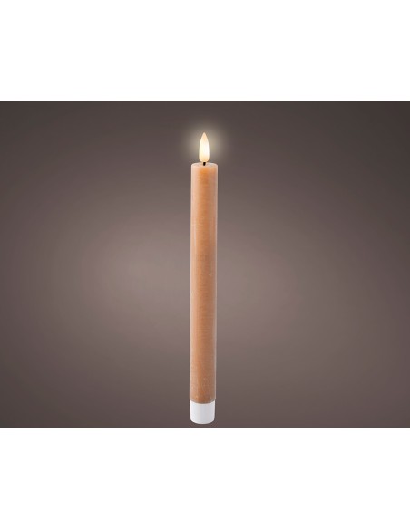 Vela de cera led color marrón, ø2,2 x 24,5 cm. pack 2 unidades