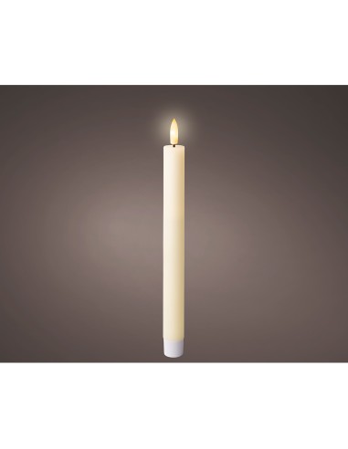 Vela de cera led color beige, lisa, ø2,2 x 24,5 cm. pack 2 unidades