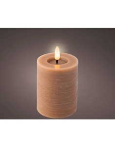 Vela de cera led color marrón, ø7 x 11,2 cm