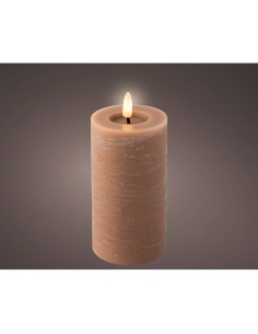 Vela de cera led color marrón, ø7 x 15 cm