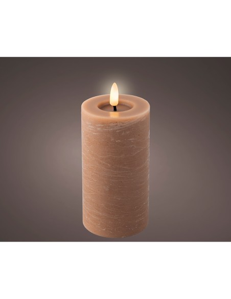 Vela de cera led color marrón, ø7 x 15 cm