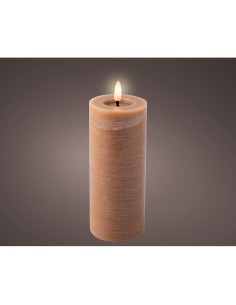 Vela de cera led color marrón, ø7 x 19 cm