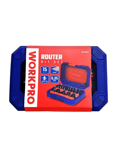 Fresa para madera 6,35mm, juego 15 piezas. workpro