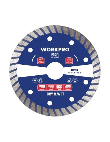 Disco diamantado, segmentado profi turbo ø115x20 mm. workpro