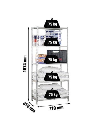 Estantería madera 167.4x71x31cm 5b galva/madera...