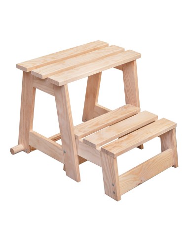 Escalera taburete de madera, 2 peldaños. astigarraga