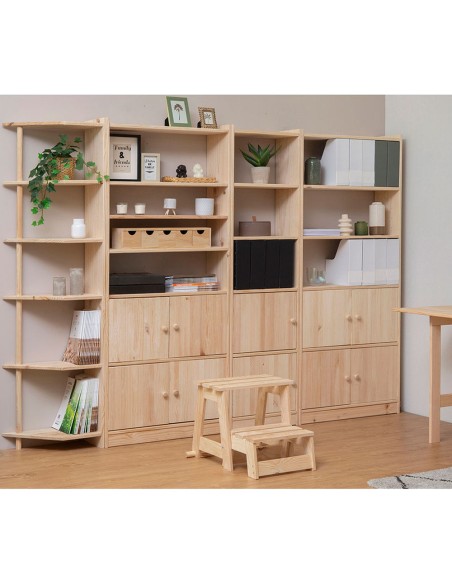 Escalera taburete de madera, 2 peldaños. astigarraga