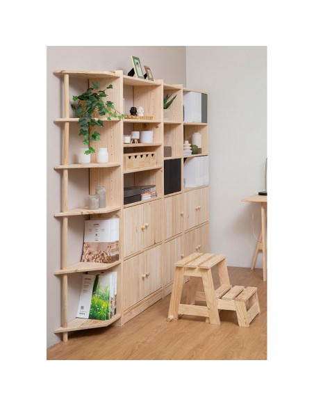 Escalera taburete de madera, 2 peldaños. astigarraga