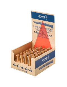 Expositor navajas opinel acero al carbono, 30 uds (nº6, nº7, nº9 6 uds nº8 12 uds de cada numero)