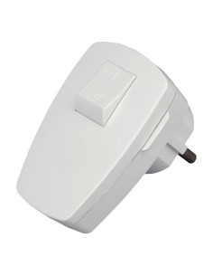 Clavija 2p+t angular blanca con interruptor 3x1,5mm² 16a. kopp
