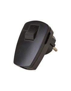 Clavija 2p+t angular negra con interruptor 3x1,5mm² 16a. kopp