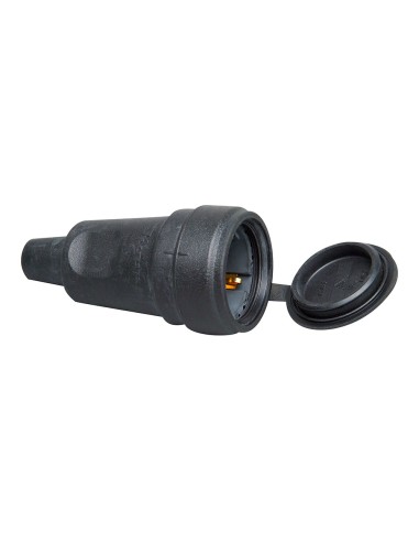 Base aerea 2p+t goma con tapa, 16a 230v, negra. kopp