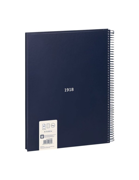 Cuaderno a4 con espiral pautado 7 mm azul marino
