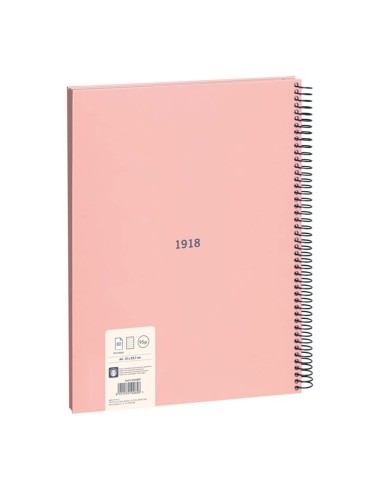 Cuaderno a4 con espiral pautado 7 mm rosa