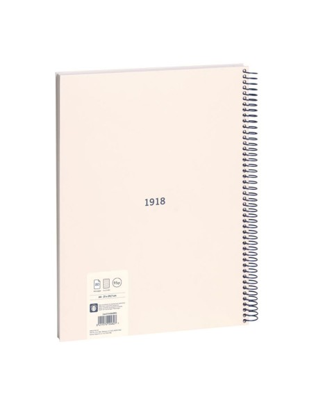 Cuaderno a4 con espiral cuadriculado 5 x 5 mm beige