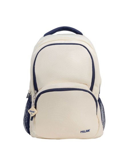 Mochila escolar 4 cremalleras serie 1918 25 l beige y azul marino