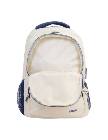 Mochila escolar 4 cremalleras serie 1918 25 l beige y azul marino