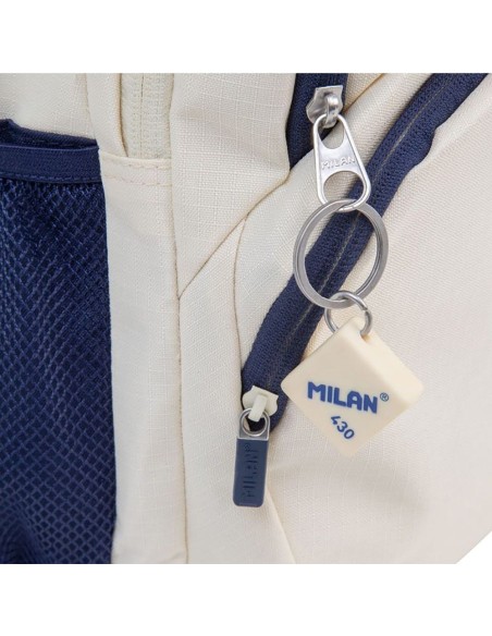 Mochila escolar 4 cremalleras serie 1918 25 l beige y azul marino