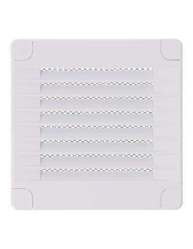 Rejilla ventilación cuadrada con tapones y mosquitera 100x100x7mm abs blanca