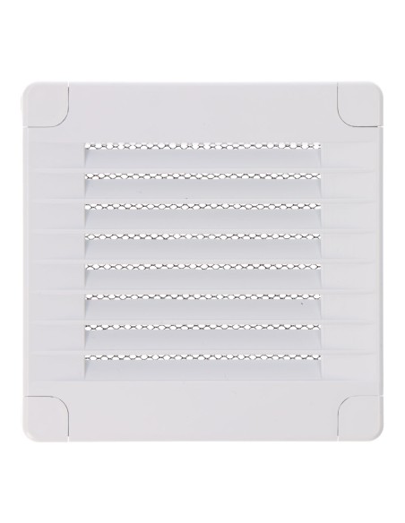 Rejilla ventilación cuadrada con tapones y mosquitera 100x100x7mm abs blanca