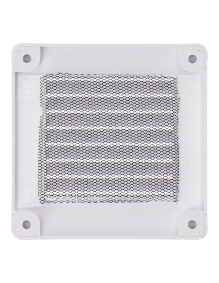 Rejilla ventilación cuadrada con tapones y mosquitera 100x100x7mm abs blanca