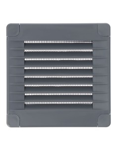 Rejilla ventilación cuadrada con tapones y mosquitera 100x100x7mm abs gris