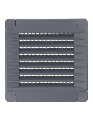 Rejilla ventilación cuadrada con tapones y mosquitera 100x100x7mm abs gris
