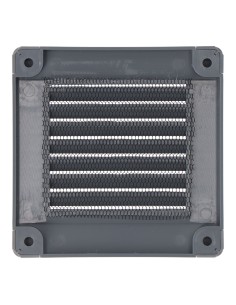 Rejilla ventilación cuadrada con tapones y mosquitera 100x100x7mm abs gris 2
