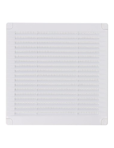 Rejilla ventilación cuadrada con tapones y mosquitera 200x200x7mm abs blanca