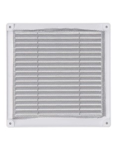 Rejilla ventilación cuadrada con tapones y mosquitera 200x200x7mm abs blanca 2