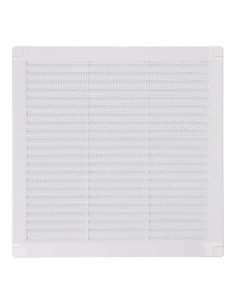 Rejilla ventilación cuadrada con tapones y mosquitera 250x250x7mm abs blanca