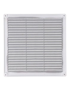 Rejilla ventilación cuadrada con tapones y mosquitera 250x250x7mm abs blanca 2