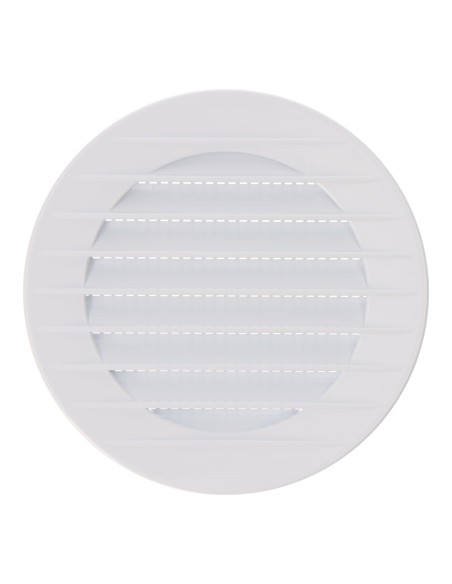 Rejilla ventilación redonda empotrable con mosquitera ø80mm abs blanca