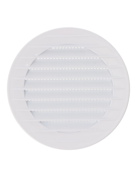 Rejilla ventilación redonda empotrable con mosquitera ø90mm abs blanca