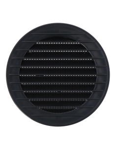 Rejilla ventilación redonda empotrable con mosquitera ø100mm abs gris antracita