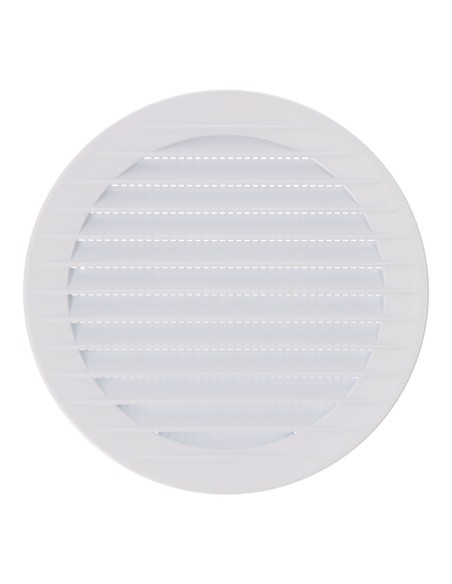 Rejilla ventilación redonda empotrable con mosquitera ø120mm abs blanca
