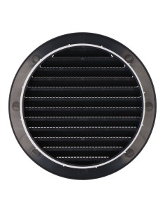 Rejilla ventilación redonda empotrable con mosquitera ø125mm abs gris antracita 2