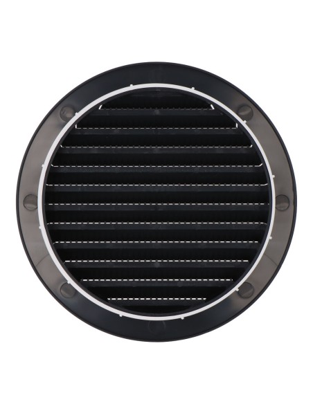 Rejilla ventilación redonda empotrable con mosquitera ø125mm abs gris antracita