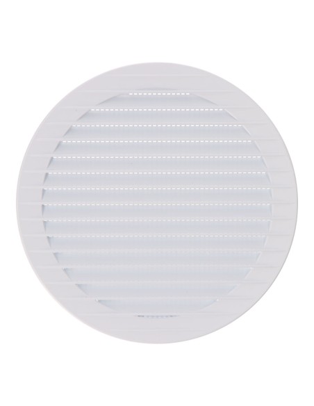 Rejilla ventilación redonda empotrable con mosquitera ø150mm abs blanca